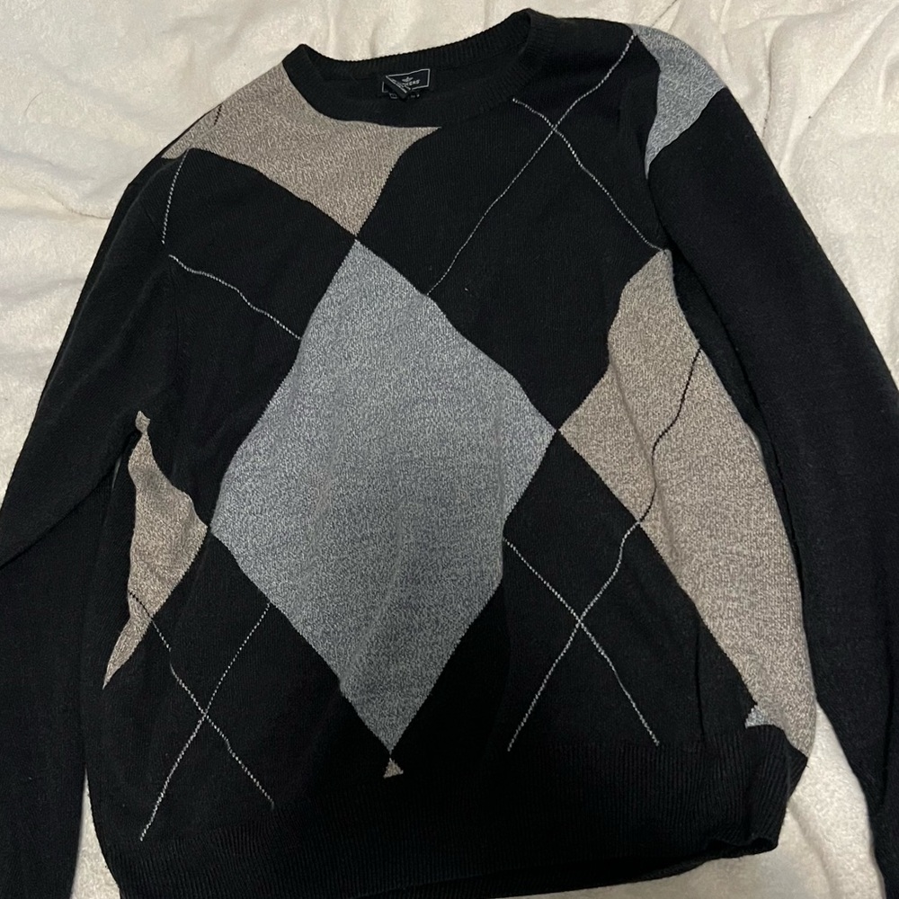 Oversized argyle patterned sweater - XL
